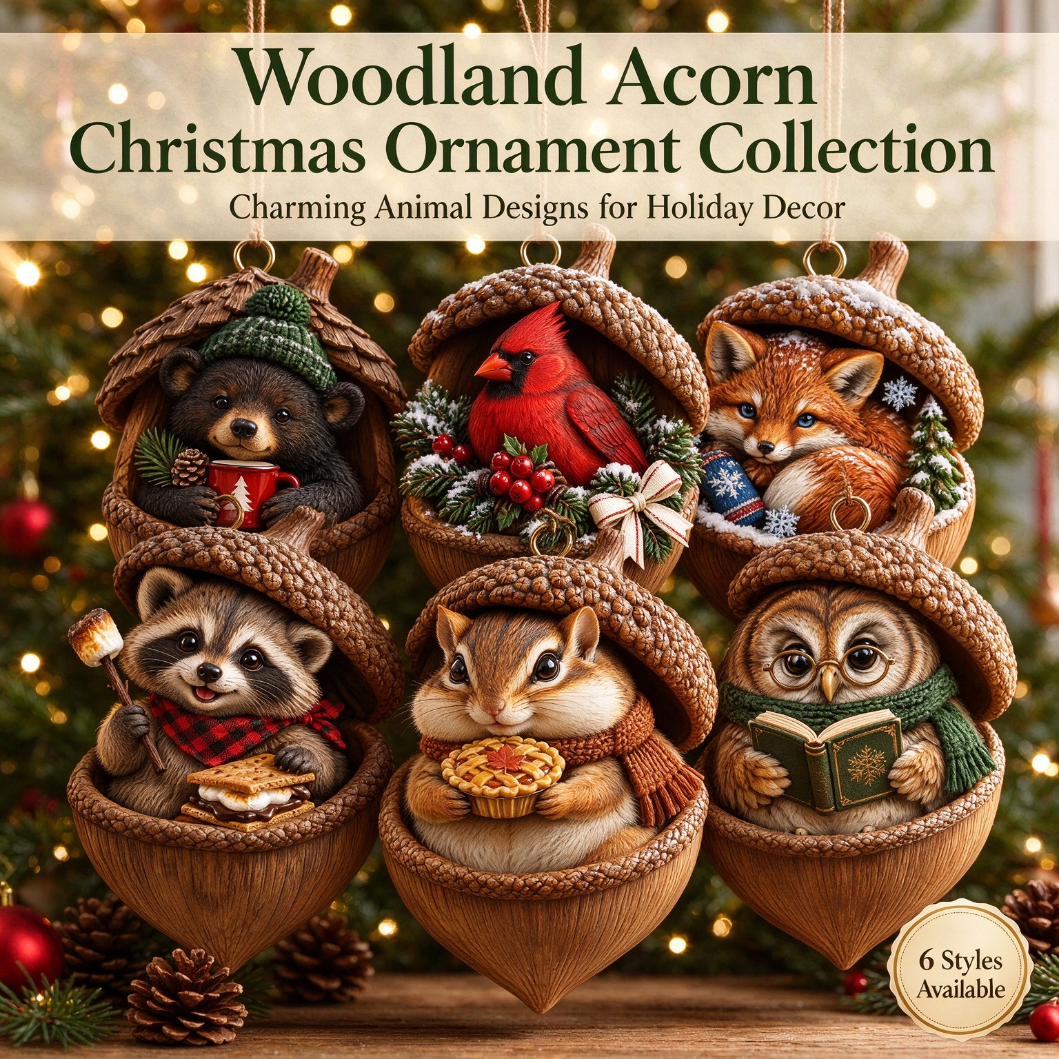 🐿️ Woodland Nut Hideaway Ornament Series – A Tiny Woodland Story for Your Christmas Tree 🎄✨