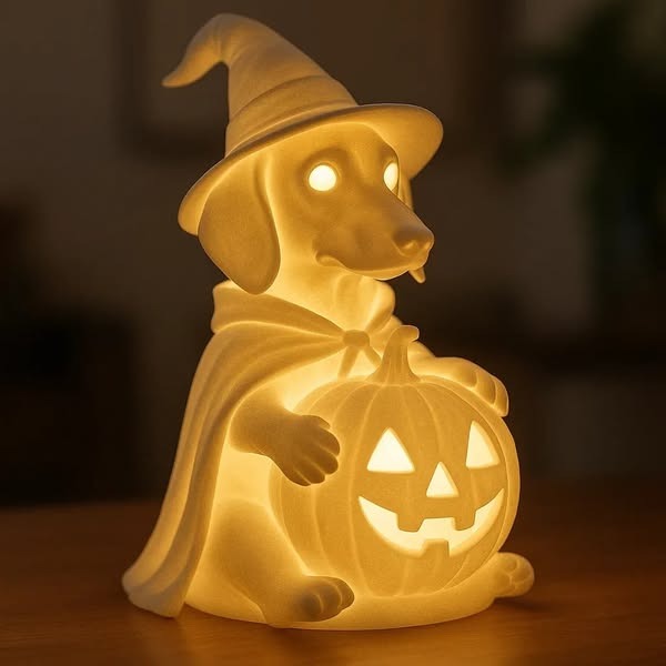 Halloween Dachshund Pumpkin Lamp