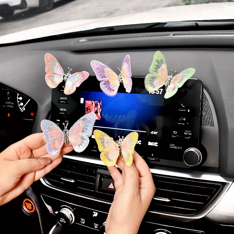 Butterfly Car Accessories for Dashboard, Paste Home Office Desk Decoration, Butterfly Wings Can Swing