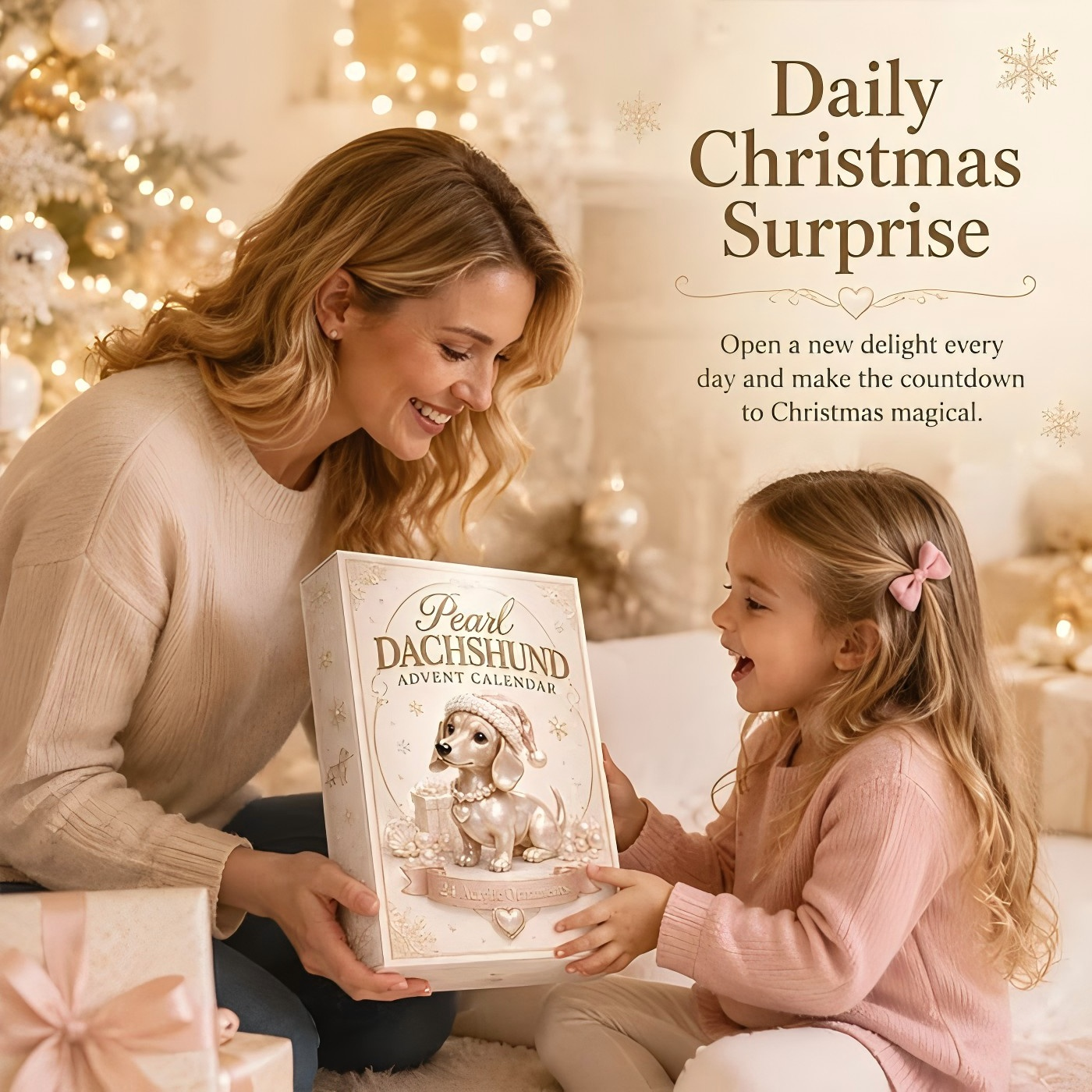 2026 Pearl Dachshund Christmas Advent Calendar | 24-Day Dog-Themed Collectible Decor Gift Box