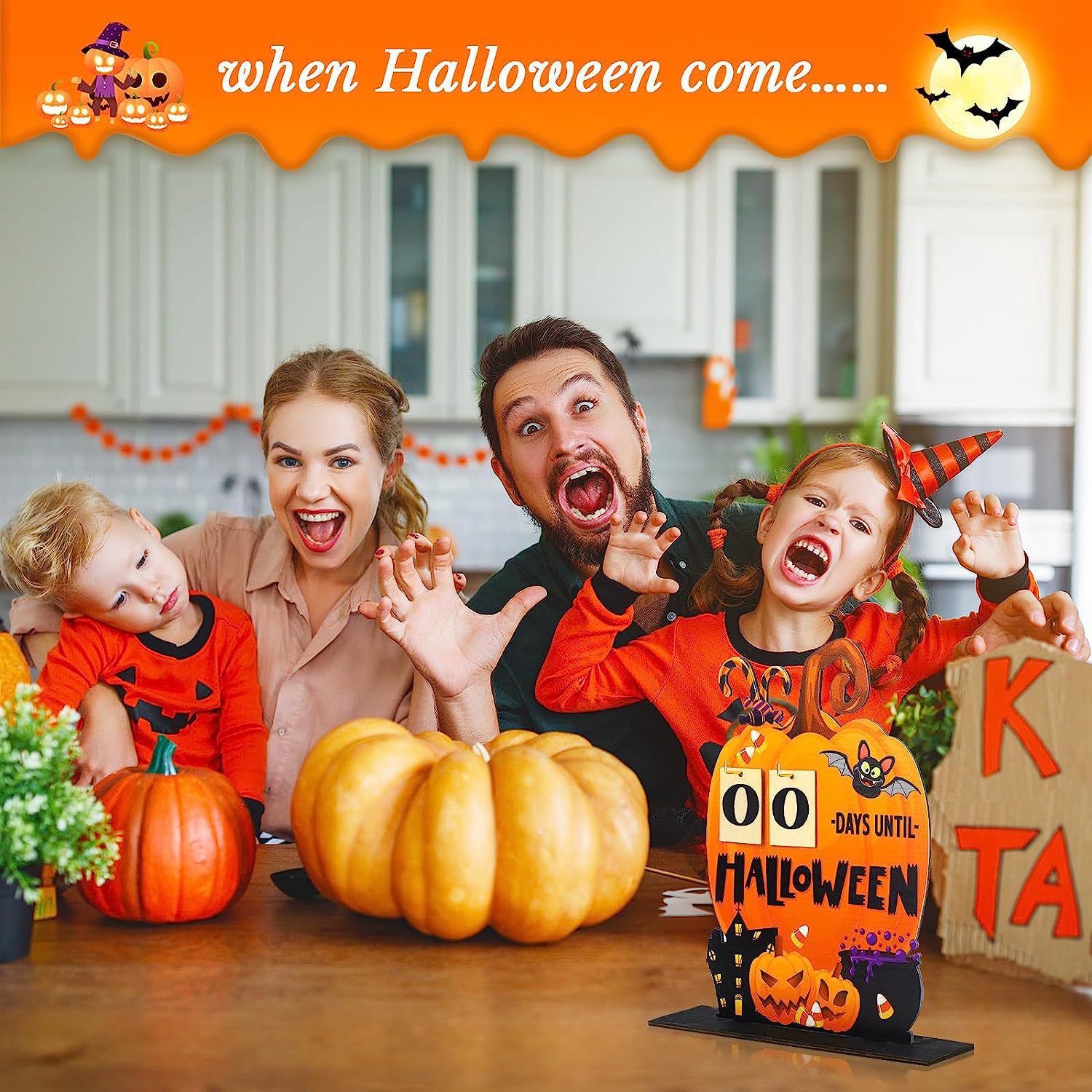 🔥School Season Hot Sale🎃2023 Wooden Halloween Pumpkin Countdown Calendar⏳