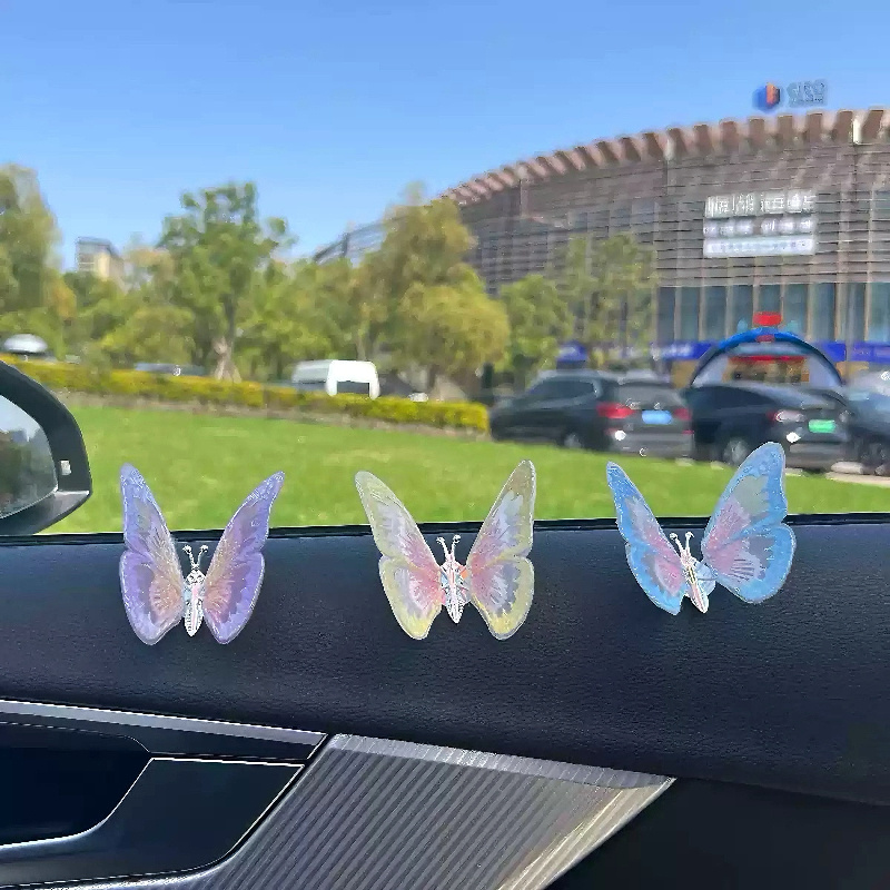 Butterfly Car Accessories for Dashboard, Paste Home Office Desk Decoration, Butterfly Wings Can Swing