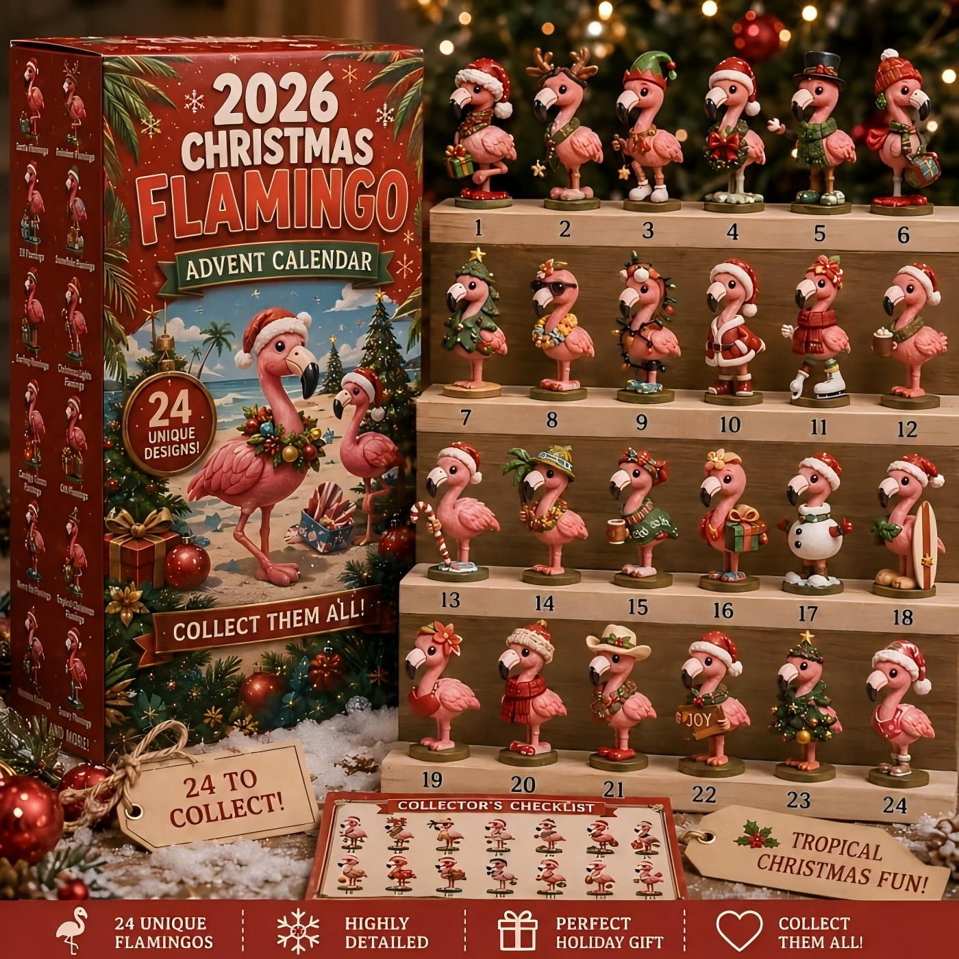 🦩 2026 Christmas Flamingo Advent Calendar – Every Day Brings New Surprises 🎄✨