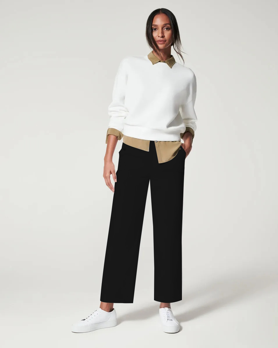 Stretch Twill Cropped Wide Leg Pant（Buy 2 Free Shipping）