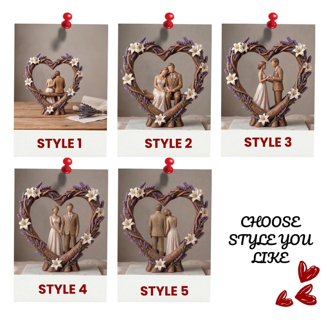 Personalized Wooden Couple Heart Sculpture