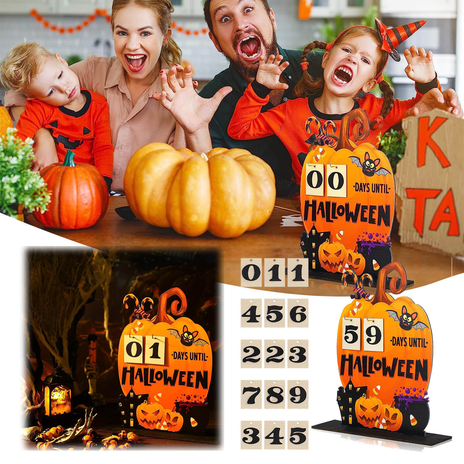 🔥School Season Hot Sale🎃2023 Wooden Halloween Pumpkin Countdown Calendar⏳