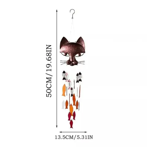 🔥School Season Hot Sale🎏Handcrafted Metal Cat&Fish Wind Chimes🎐