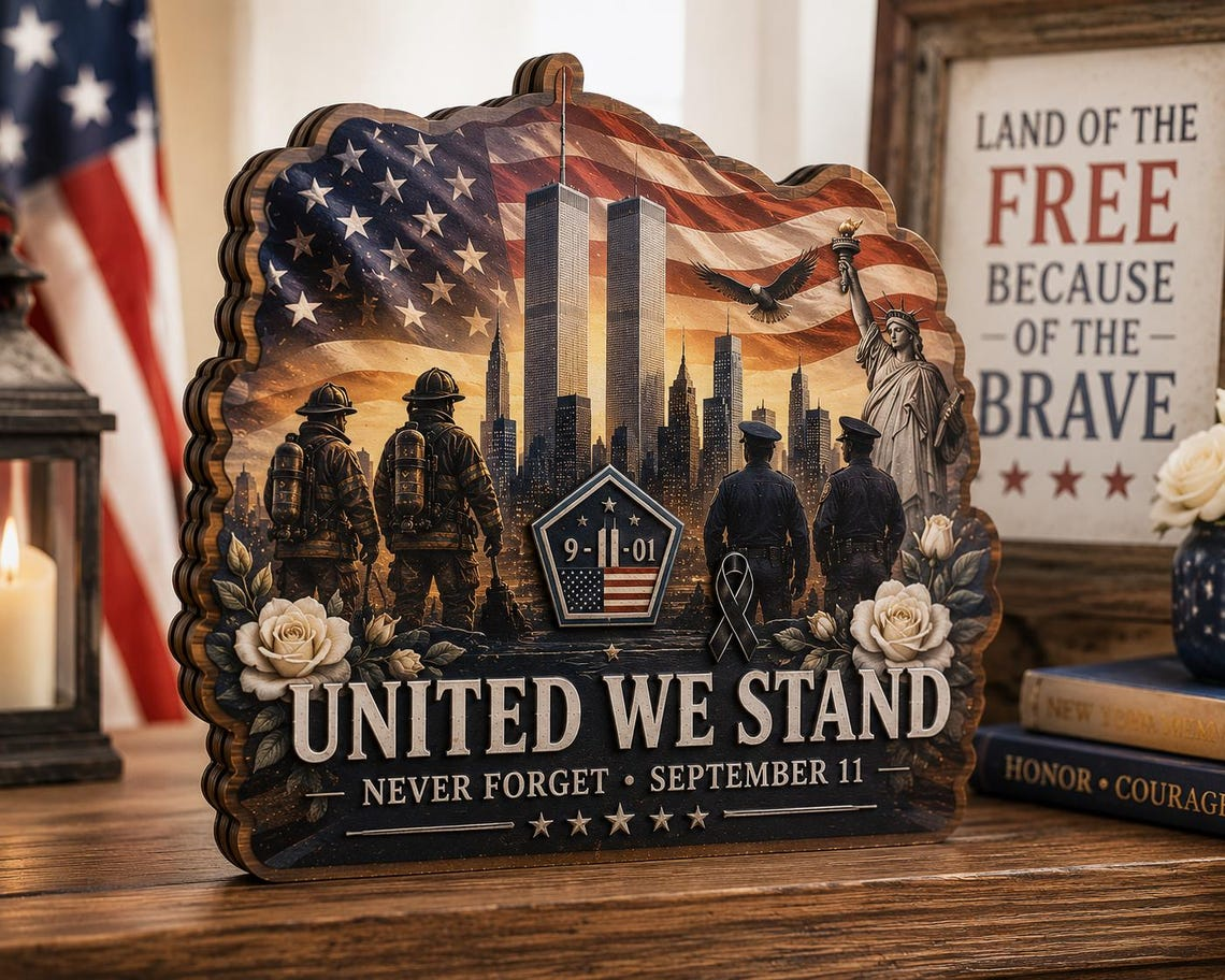 🇺🇸Never Forget 9/11 Memorial Desktop Table Sign✨
