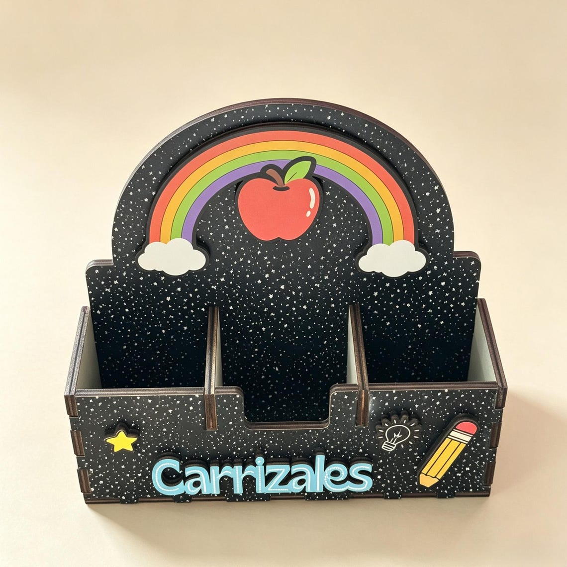 ✨Custom Teacher Name Wood Pen Caddy🌈