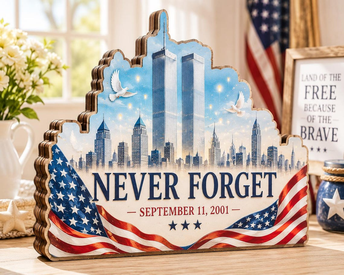 🇺🇸Never Forget 9/11 Memorial Desktop Table Sign✨