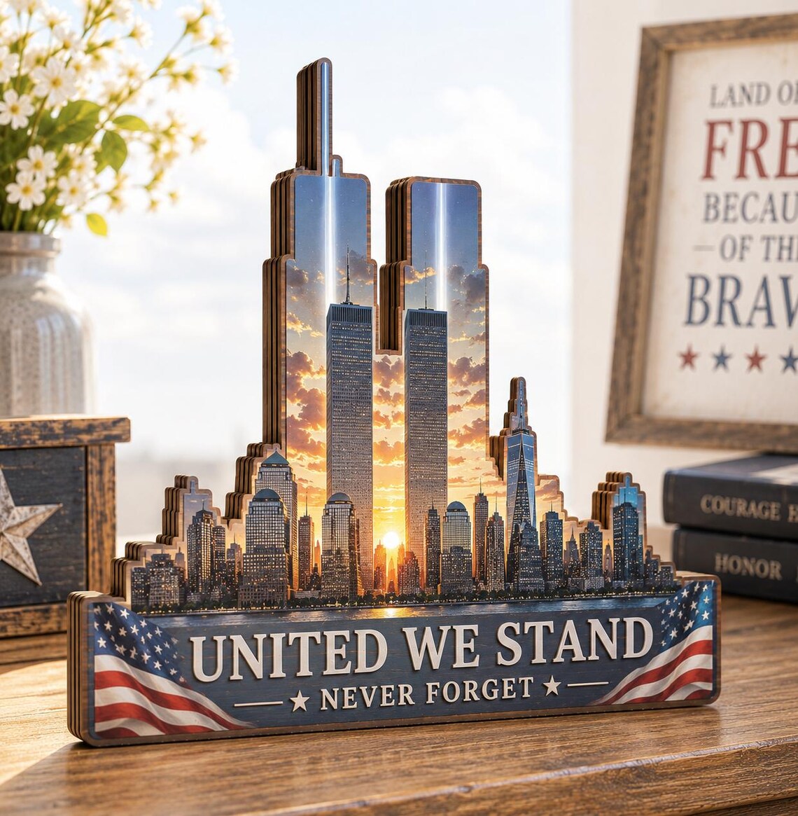 🇺🇸Never Forget 9/11 Memorial Desktop Table Sign✨