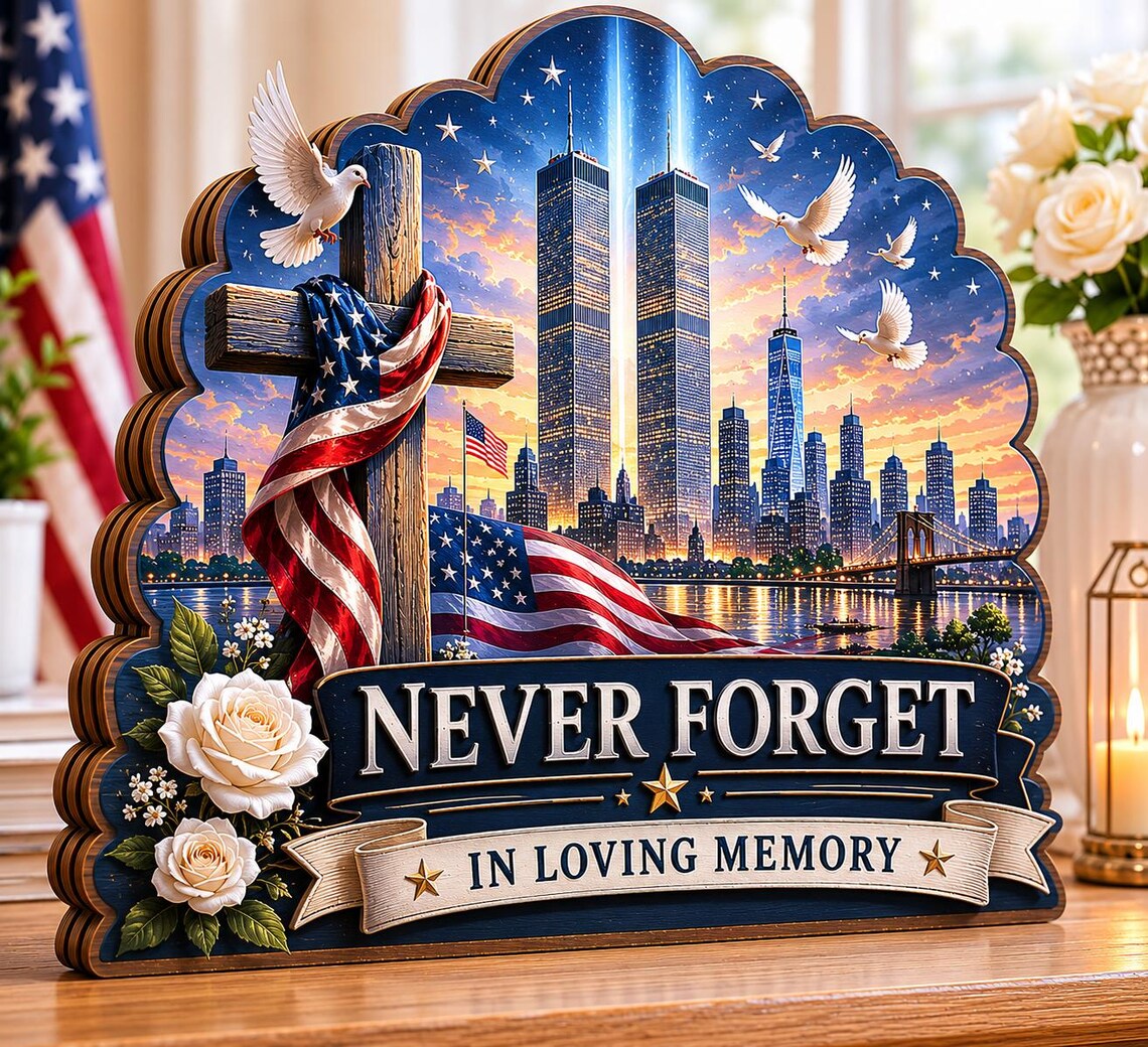 🇺🇸Never Forget 9/11 Memorial Desktop Table Sign✨