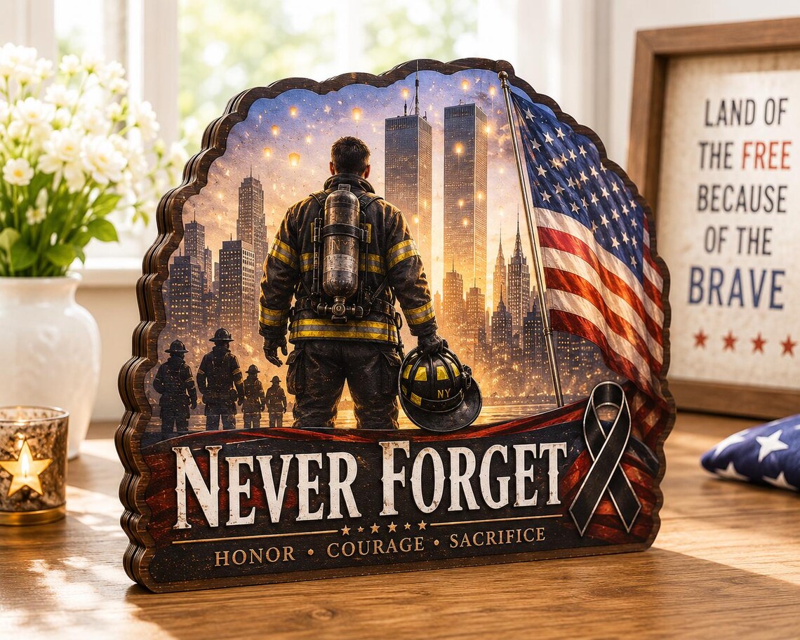 🇺🇸Never Forget 9/11 Memorial Desktop Table Sign✨