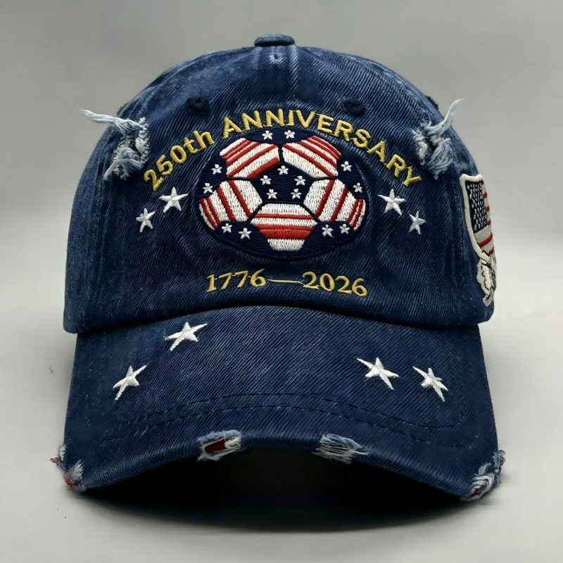 250th US Independence × 2026 World Cup Limited Vintage Denim Baseball Cap