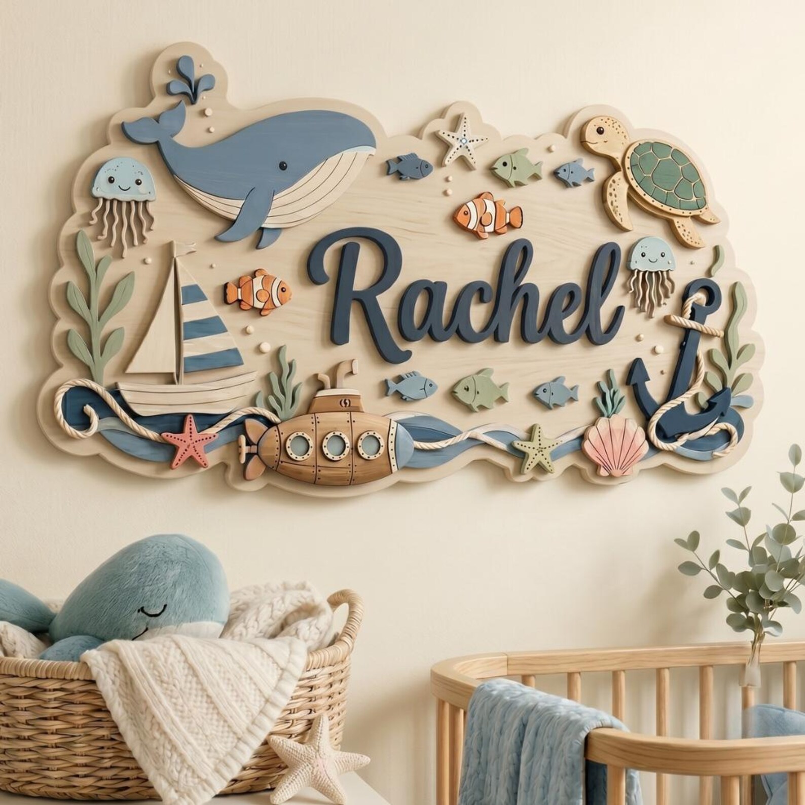 Personalized Nautical Nursery 3D Name Sign