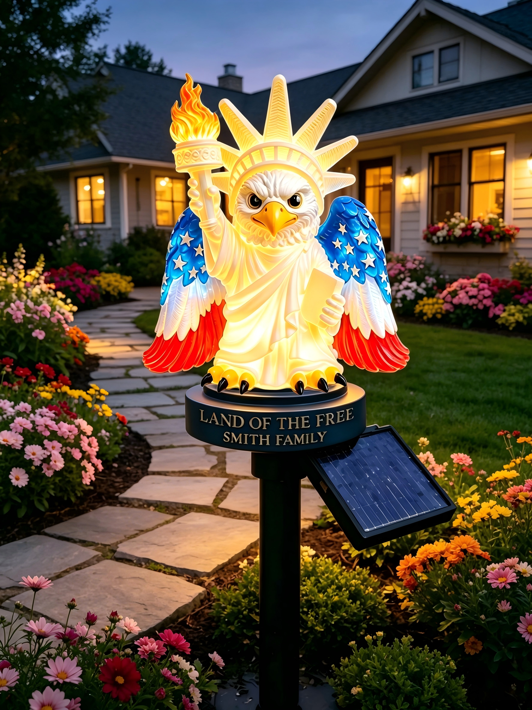 Customizable Liberty Eagle Solar Garden Stake Light