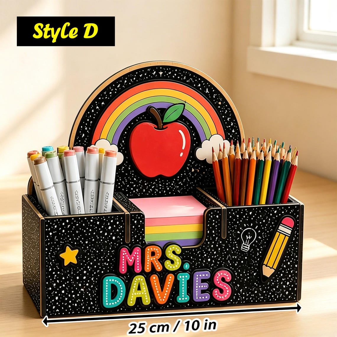 ✨Custom Teacher Name Wood Pen Caddy🌈