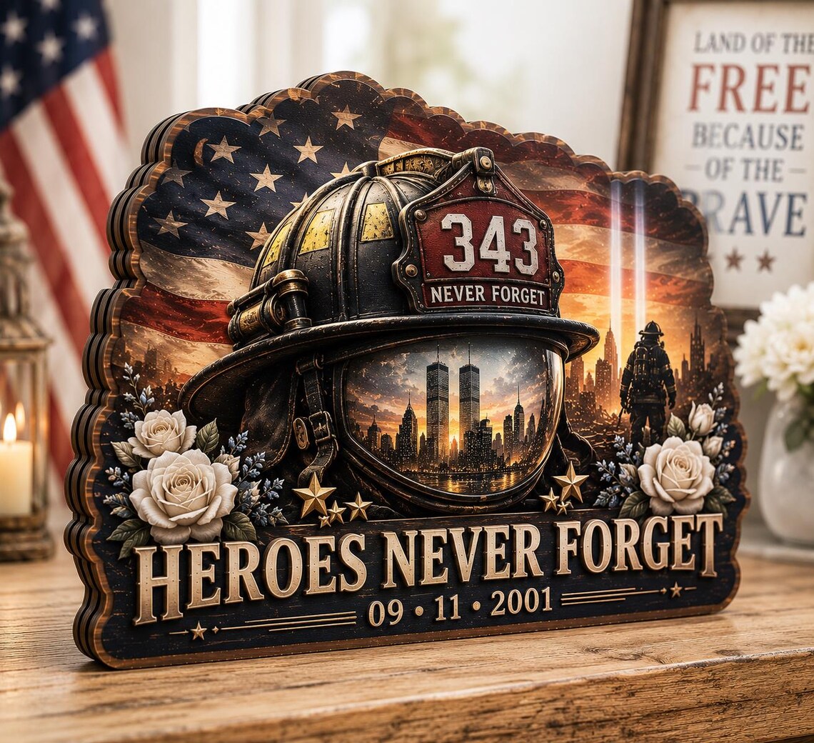 🇺🇸Never Forget 9/11 Memorial Desktop Table Sign✨