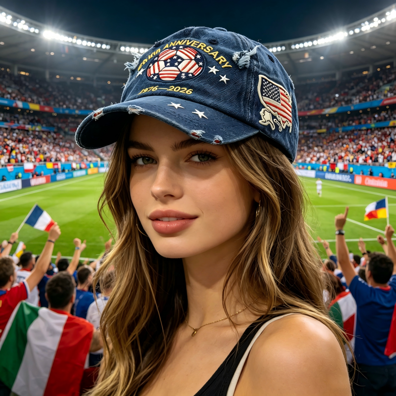 250th USA Independence Anniversary Vintage Distressed Denim Baseball Cap | American Soccer Heritage Limited Hat