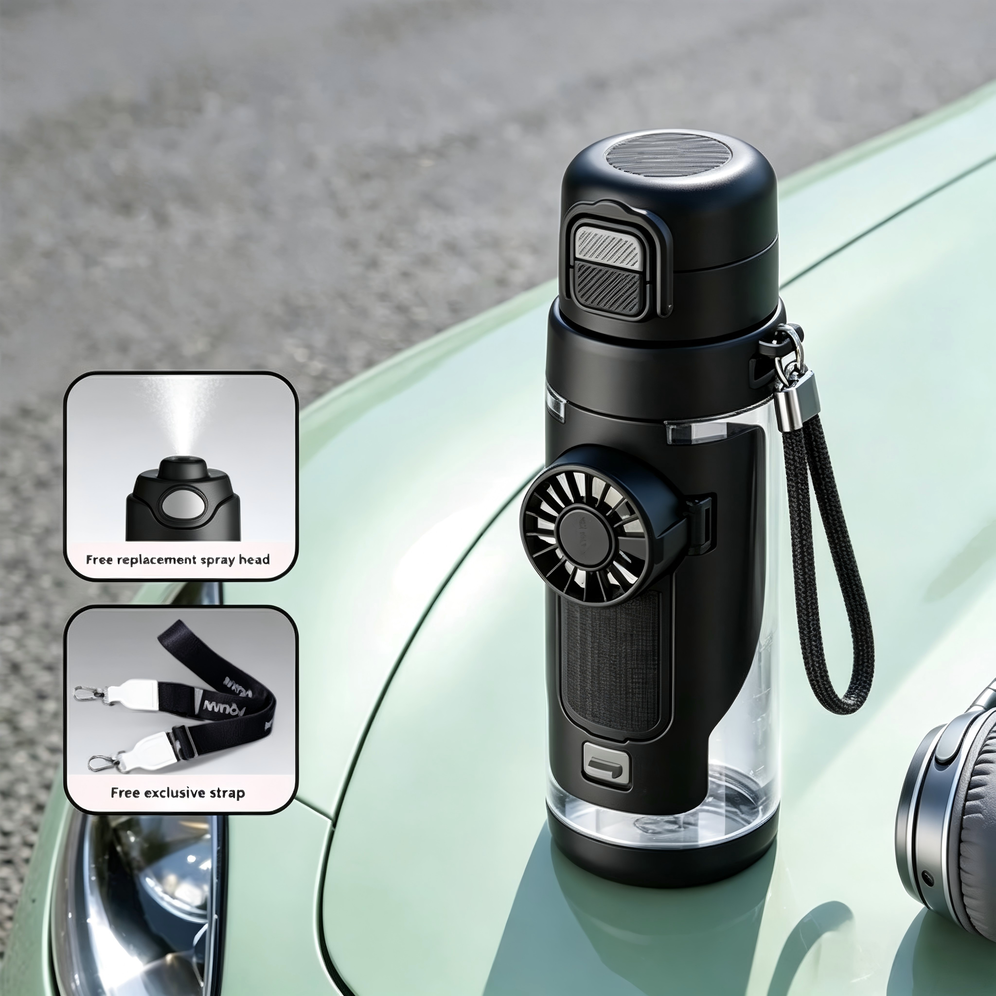 3-in-1 Cooling Fan Water Bottle