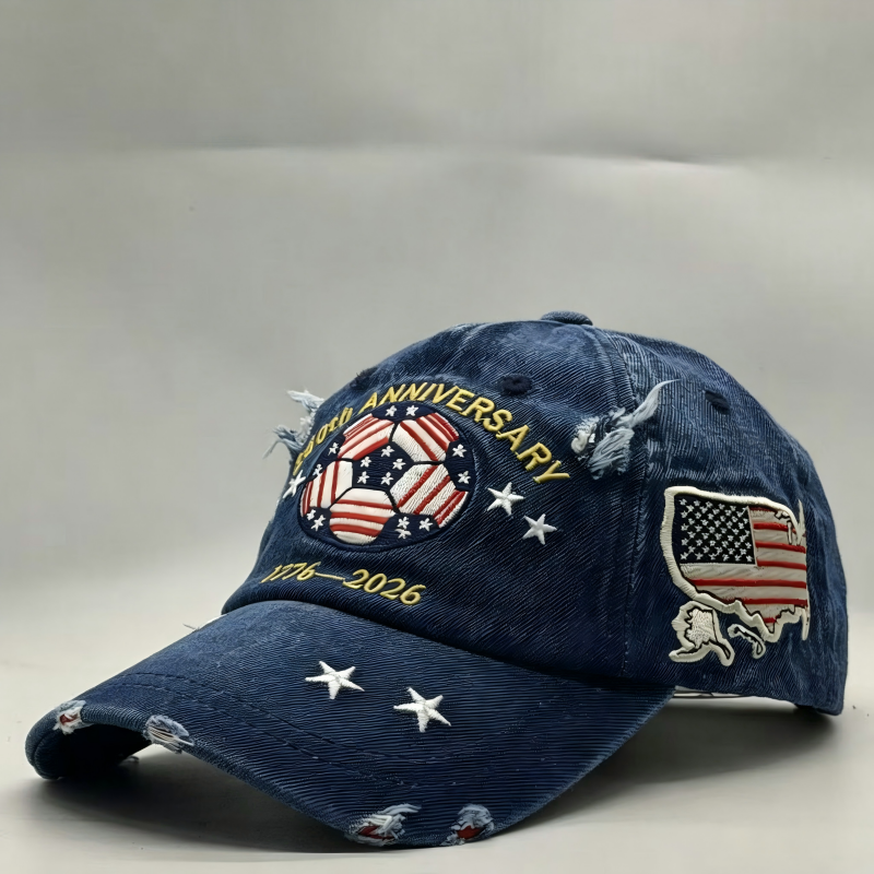 250th US Independence × 2026 World Cup Limited Vintage Denim Baseball Cap