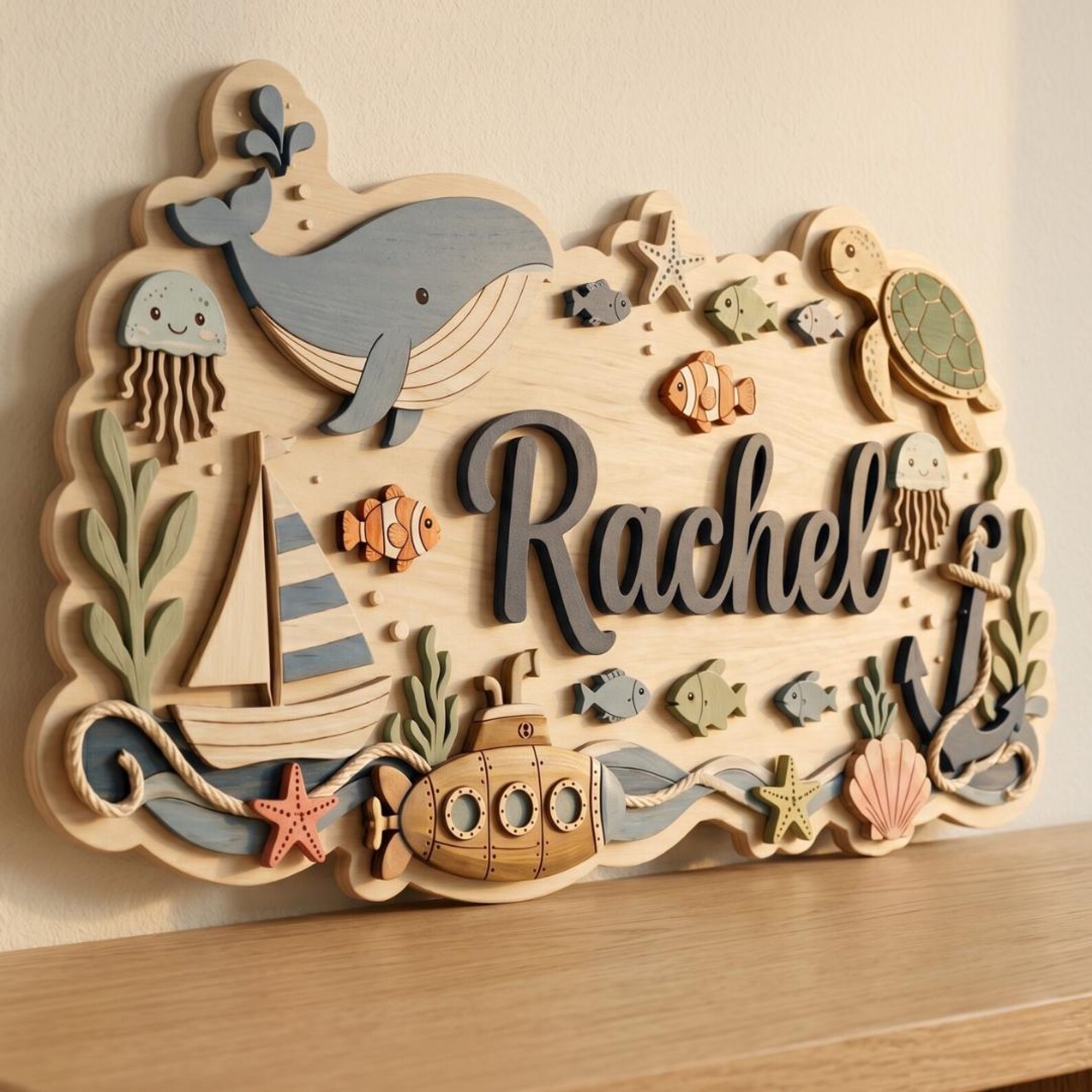 Personalized Nautical Nursery 3D Name Sign