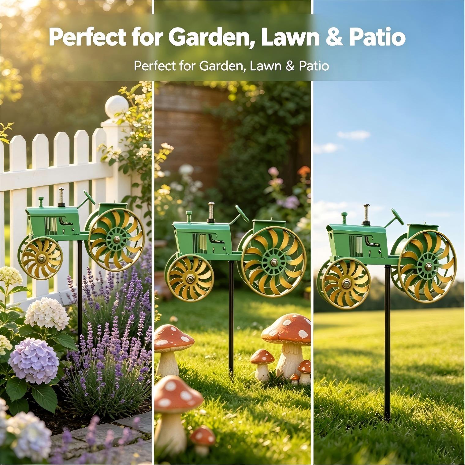 2-in-1 Vintage Tractor Metal Wind Spinner | Rustproof Farm Tractor Yard Stake Decor & Kids Sliding Toy