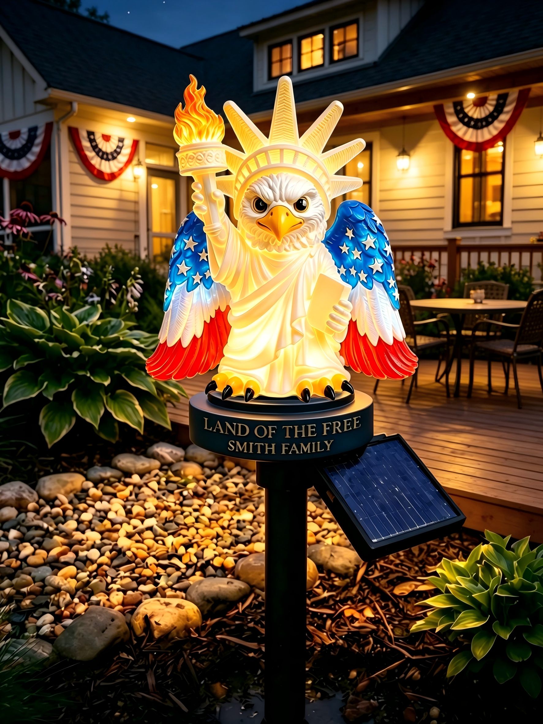 Customizable Liberty Eagle Solar Garden Stake Light