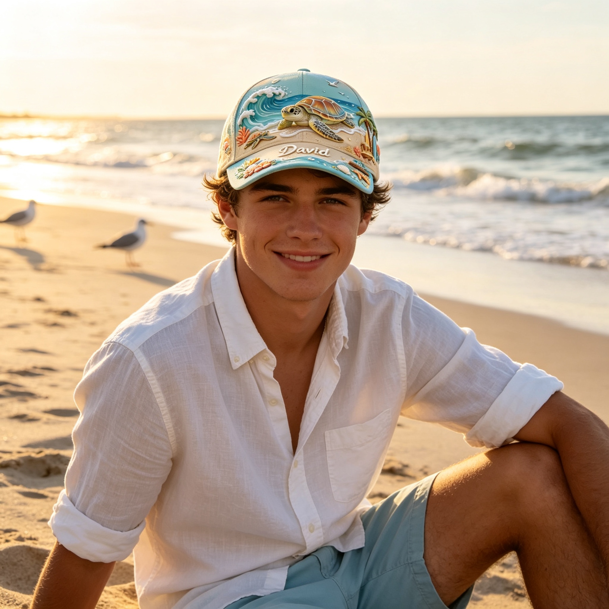 🐢Personalized Tropical Sea Turtle Baseball Cap✨