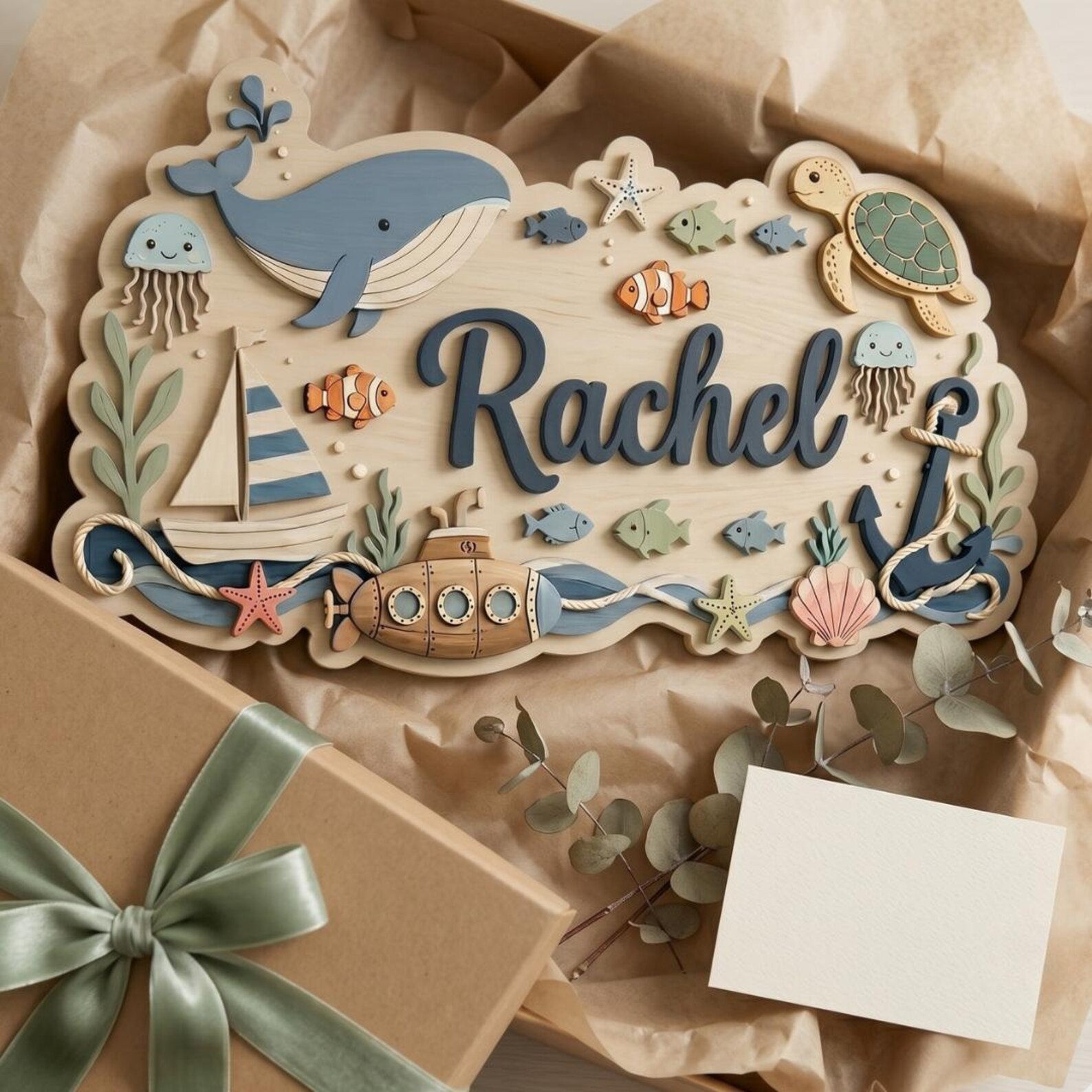 Personalized Nautical Nursery 3D Name Sign