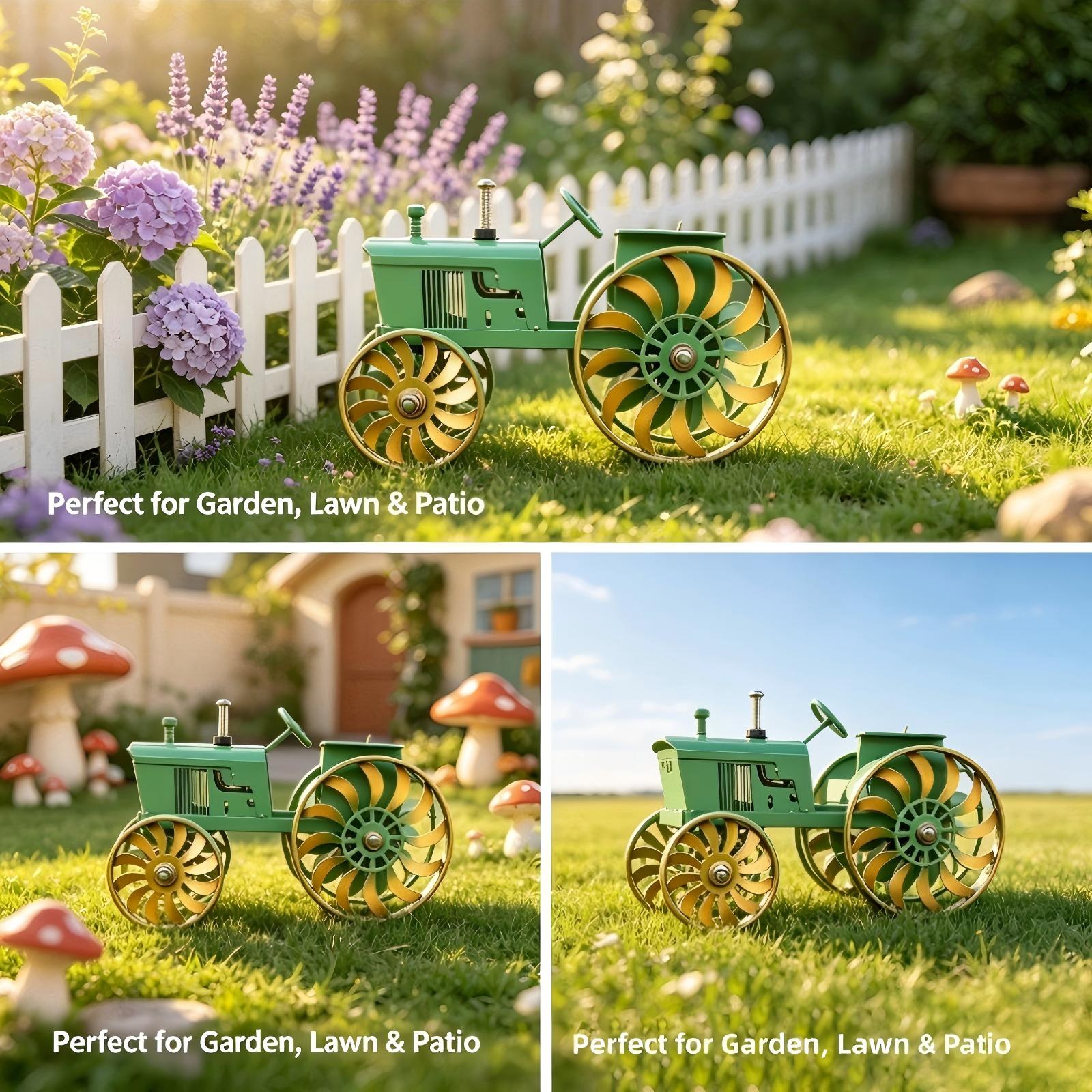 2-in-1 Vintage Tractor Metal Wind Spinner | Rustproof Farm Tractor Yard Stake Decor & Kids Sliding Toy