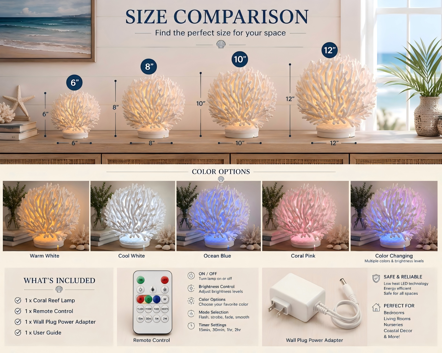 🌊3D Printed Coral Reef LED Table Lamp✨