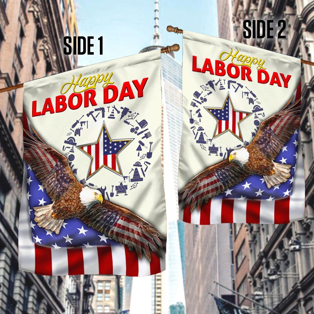 🦅Happy Labor Day Double Sided American Eagle Flag✨