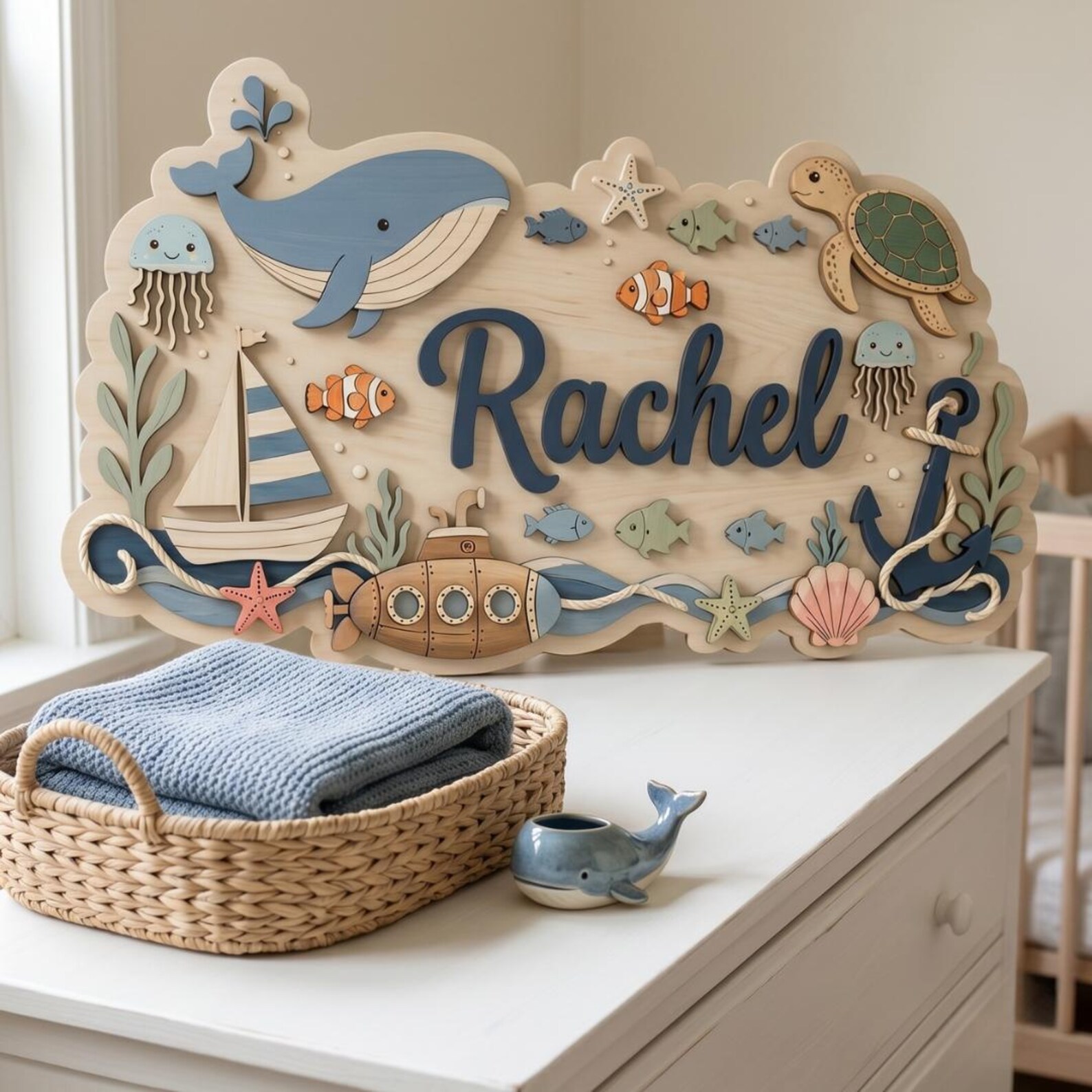 Personalized Nautical Nursery 3D Name Sign