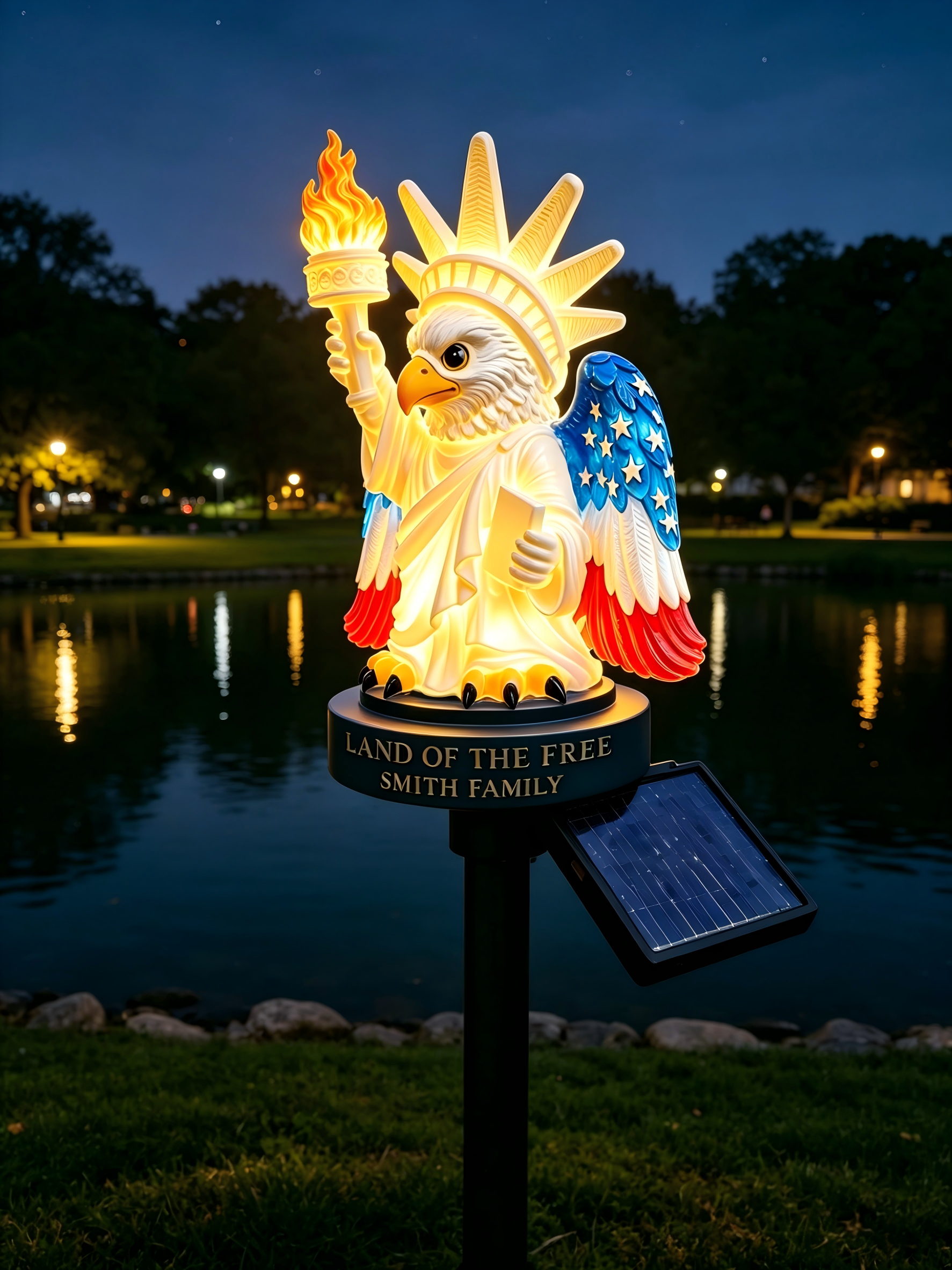 Customizable Liberty Eagle Solar Garden Stake Light