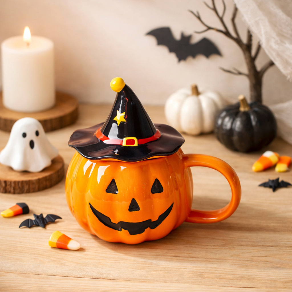 🎃🧙Halloween Pumpkin Witch Hat Ceramic Mug✨
