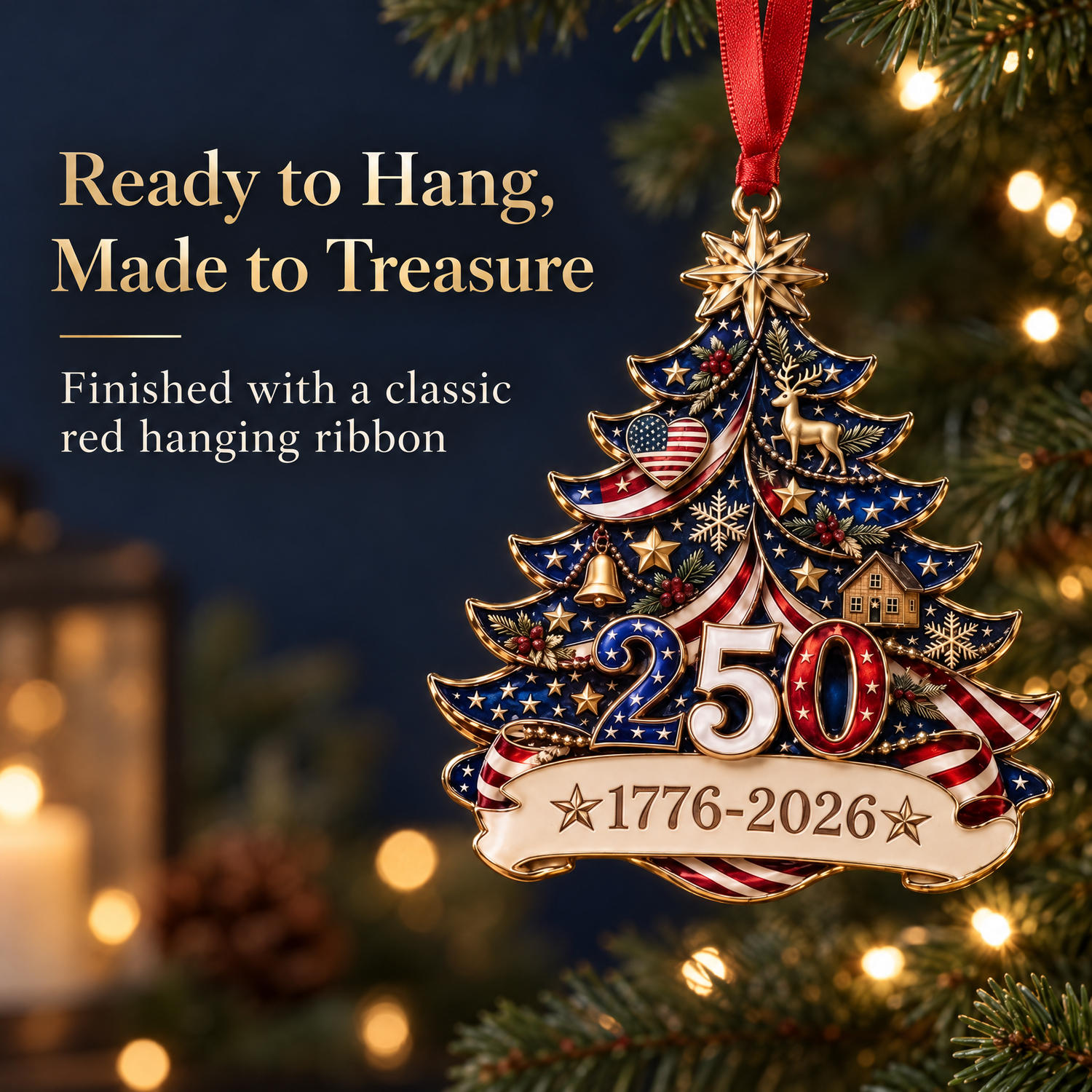 🎇 USA 250th Anniversary Christmas Ornament