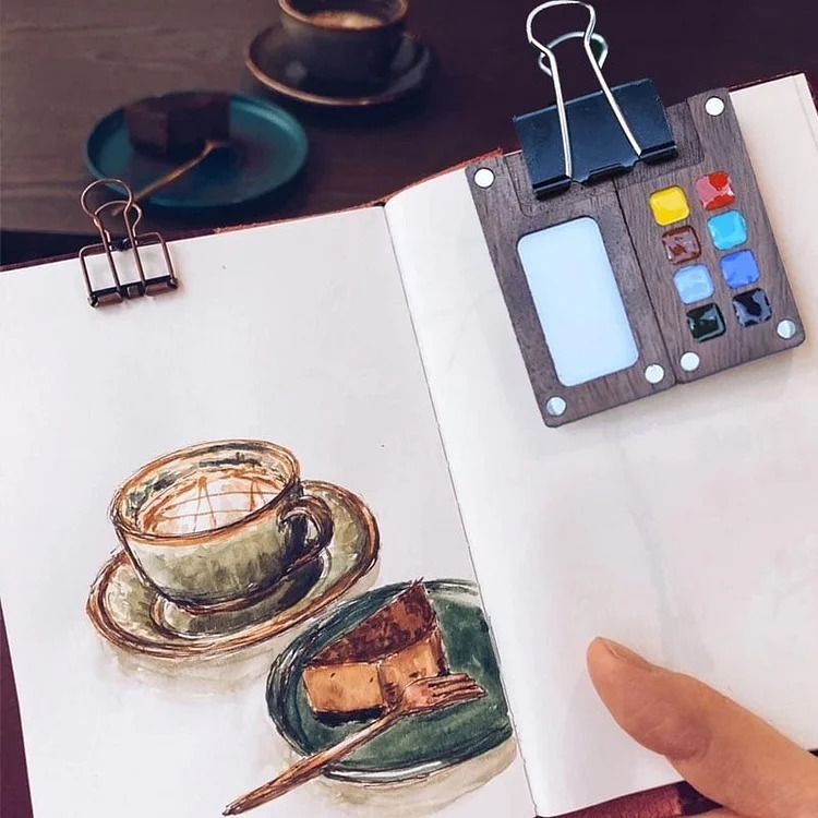 🎨🎈Portable Walnut Watercolor Palette