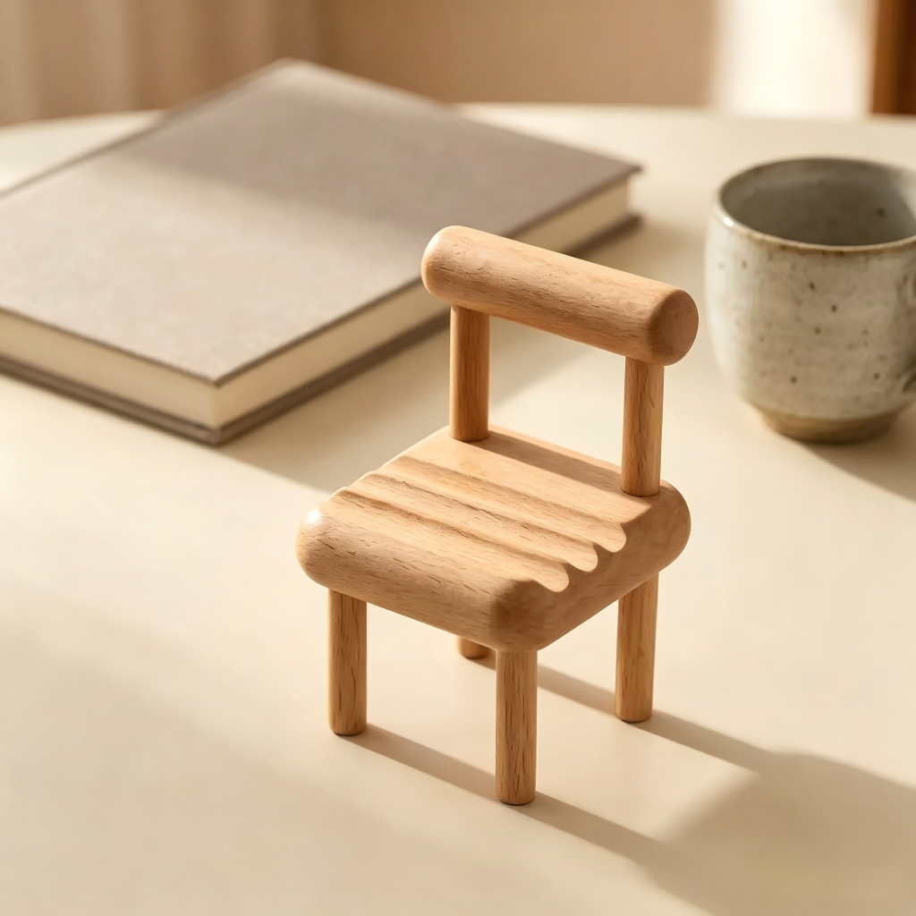 Wooden Chair Phone Stand, Cute Desk Decor, Aesthetic Phone Holder, Minimalist Wood Stand, Unique Gift for Her Him, Office Desk Accessory