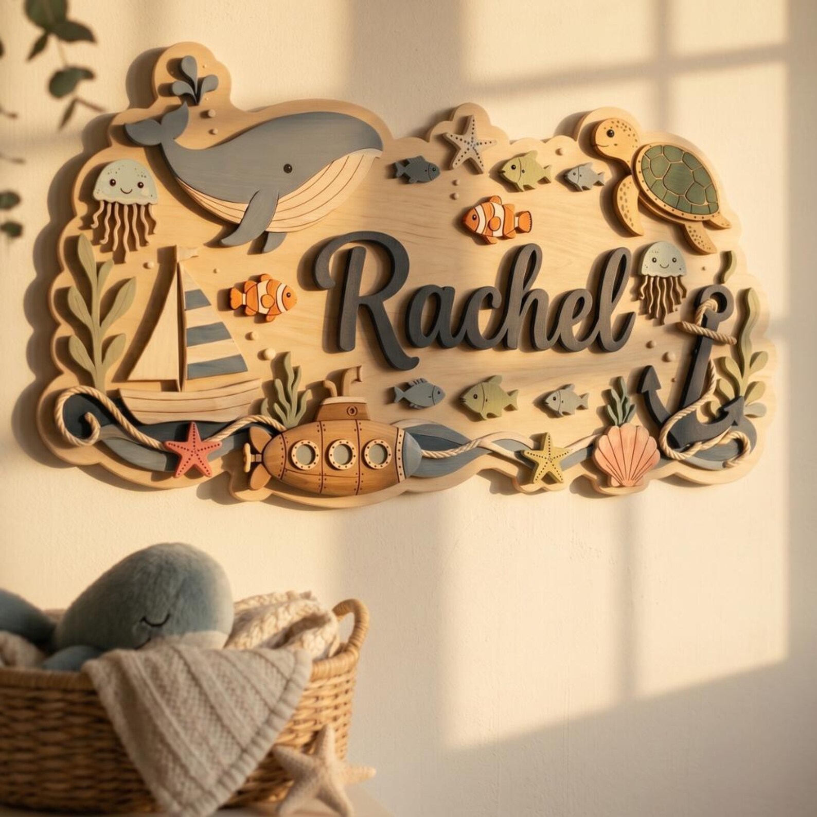 Personalized Nautical Nursery 3D Name Sign
