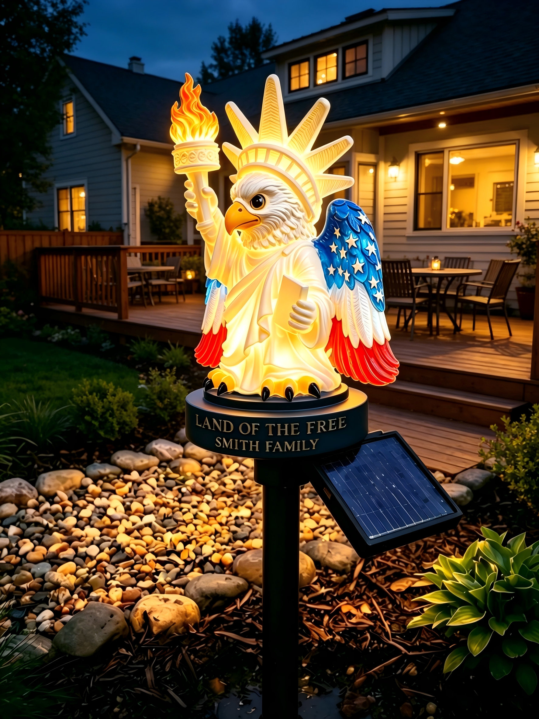 Customizable Liberty Eagle Solar Garden Stake Light
