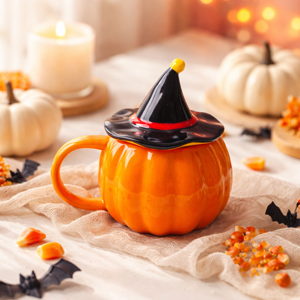🎃🧙Halloween Pumpkin Witch Hat Ceramic Mug✨