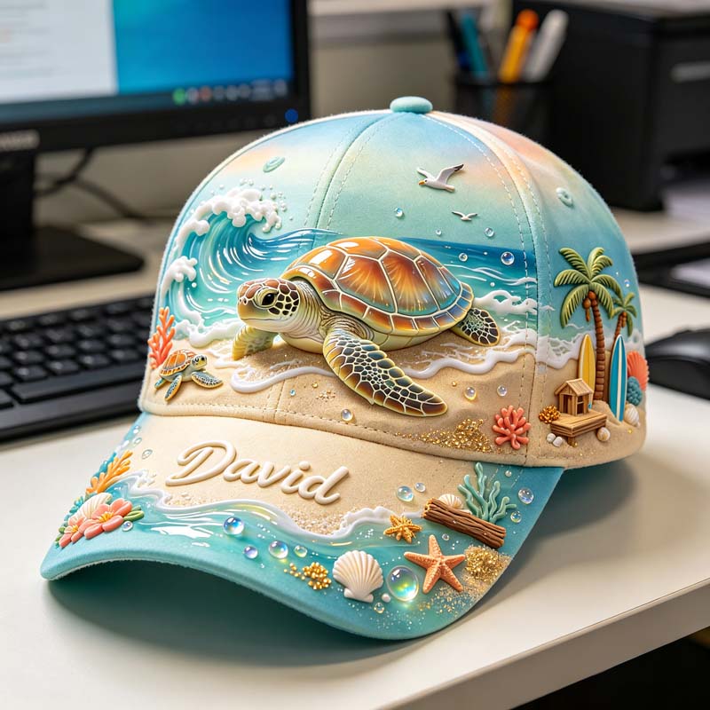 🐢Personalized Tropical Sea Turtle Baseball Cap✨