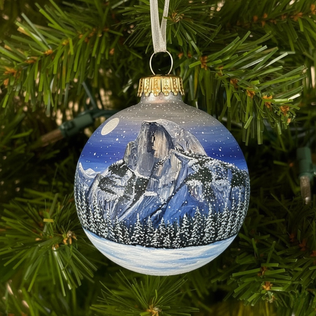 🌎 American Natural Wonders Collection – Hand-Painted Glass Christmas Ornaments