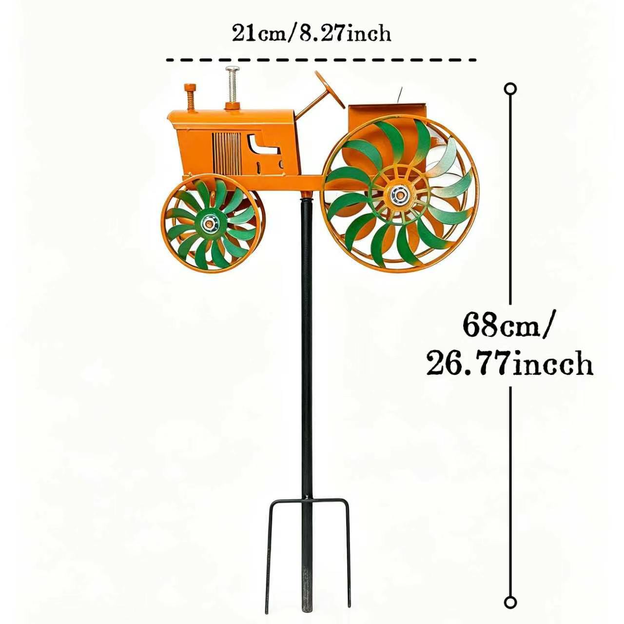 2-in-1 Vintage Tractor Metal Wind Spinner | Rustproof Farm Tractor Yard Stake Decor & Kids Sliding Toy