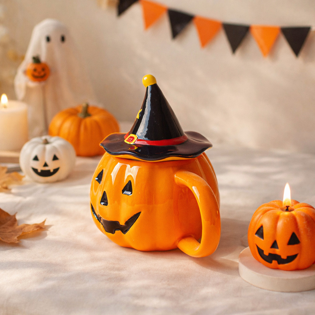 🎃🧙Halloween Pumpkin Witch Hat Ceramic Mug✨