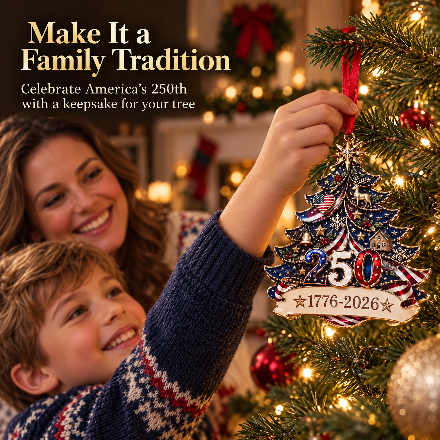 🎇 USA 250th Anniversary Christmas Ornament