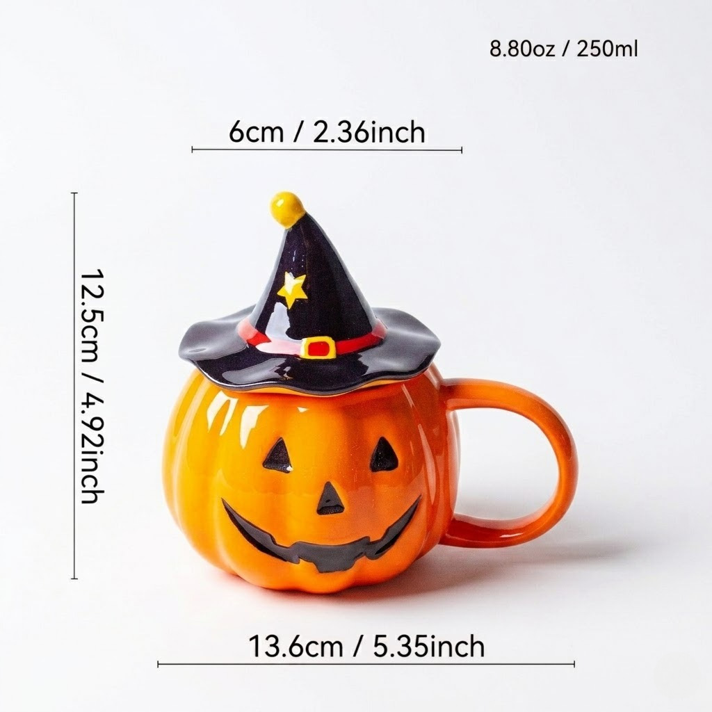 🎃🧙Halloween Pumpkin Witch Hat Ceramic Mug✨