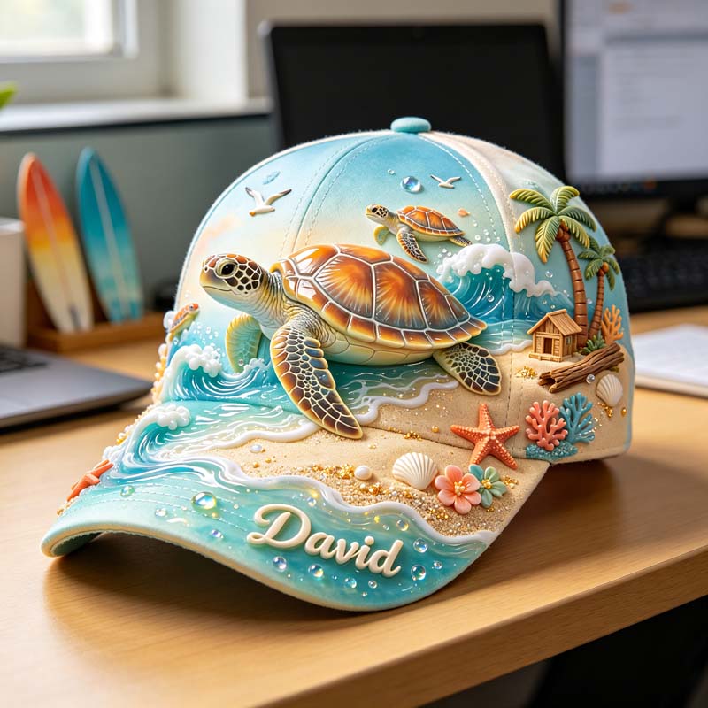🐢Personalized Tropical Sea Turtle Baseball Cap✨