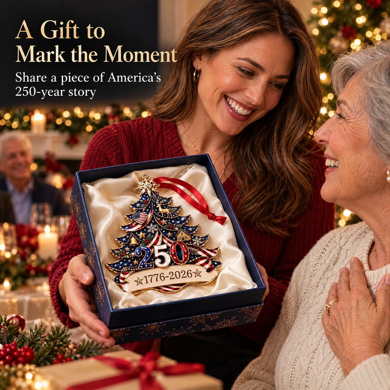 🎇 USA 250th Anniversary Christmas Ornament